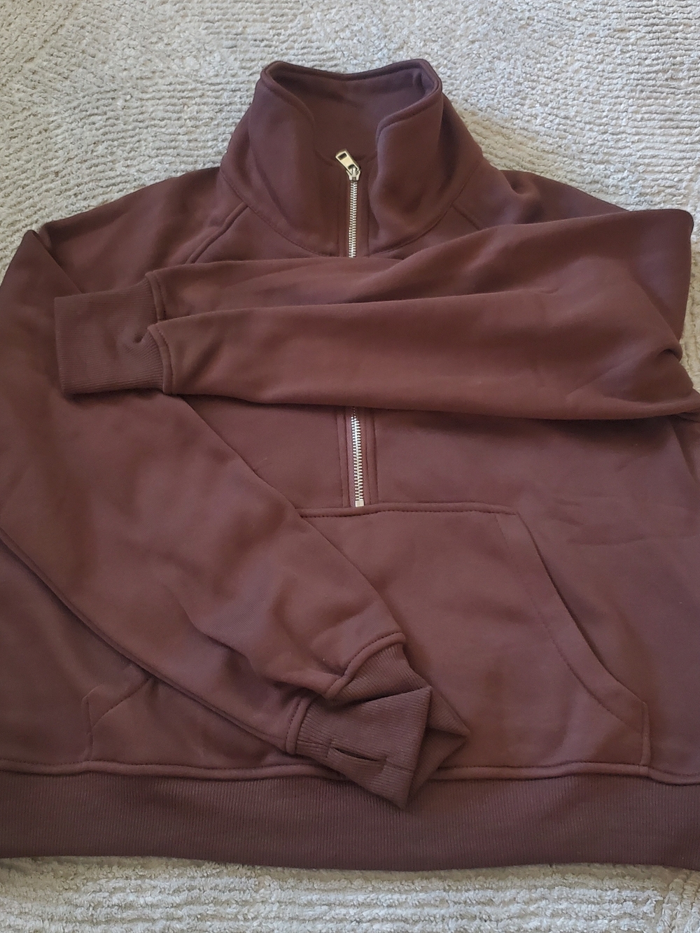 Women’s Half-Zip Turtleneck Pullover Sweater in Brown